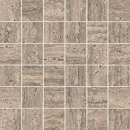 KMD2MSA010GR Про Травертин декор мозаичный бежевый тёмный матовый обрезной 30x30x0,9 керамогранит