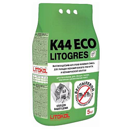 LITOGRES K44 ECO (5 кг) Беспылевая высокоадгезивная Клеевая смесь для керамического гранита и керамической плитки