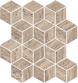 KMD2MSM017BR Про Травертин мозаичный бежевый тёмный матовый обрезной 34,5x37x0,9 декор